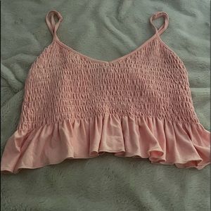 forever 21 ruffled pink cropped tank